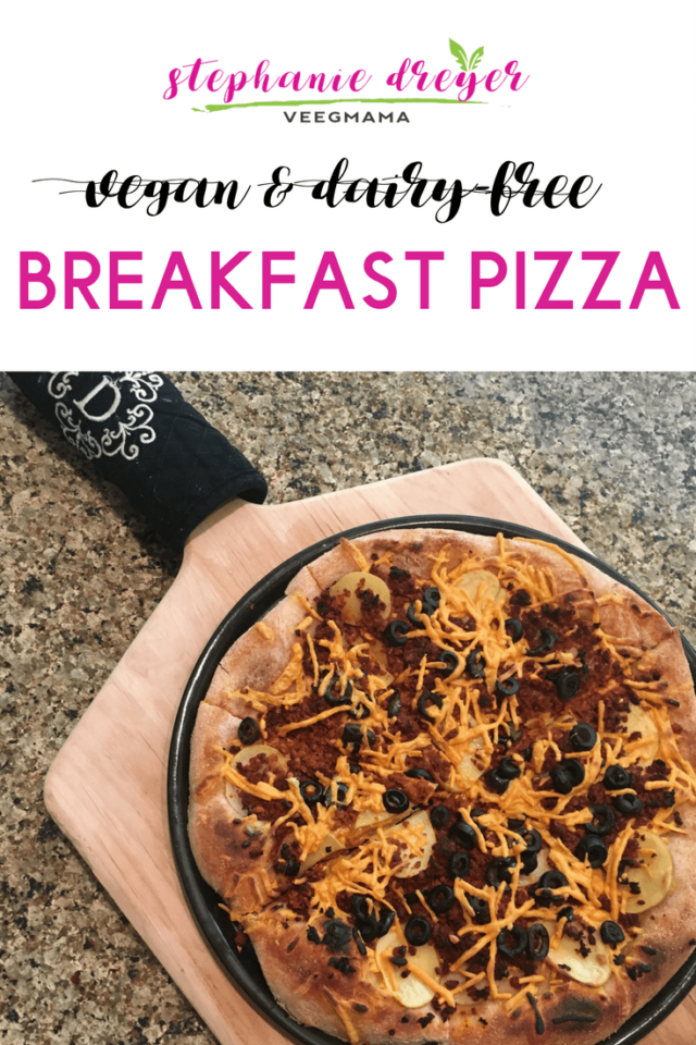 This vegan and dairy-free breakfast pizza is a fun way to serve up the first meal of the day. #dairyfree #meatless #vegan #plantbased #breakfast