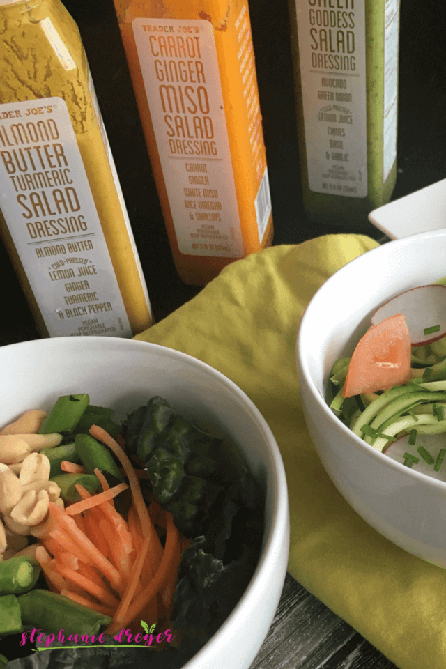 The new vegan Trader Joes dressings are for so much more than topping salads. Try this inspired list of healthy and flavorful meal ideas #vegan #dressing