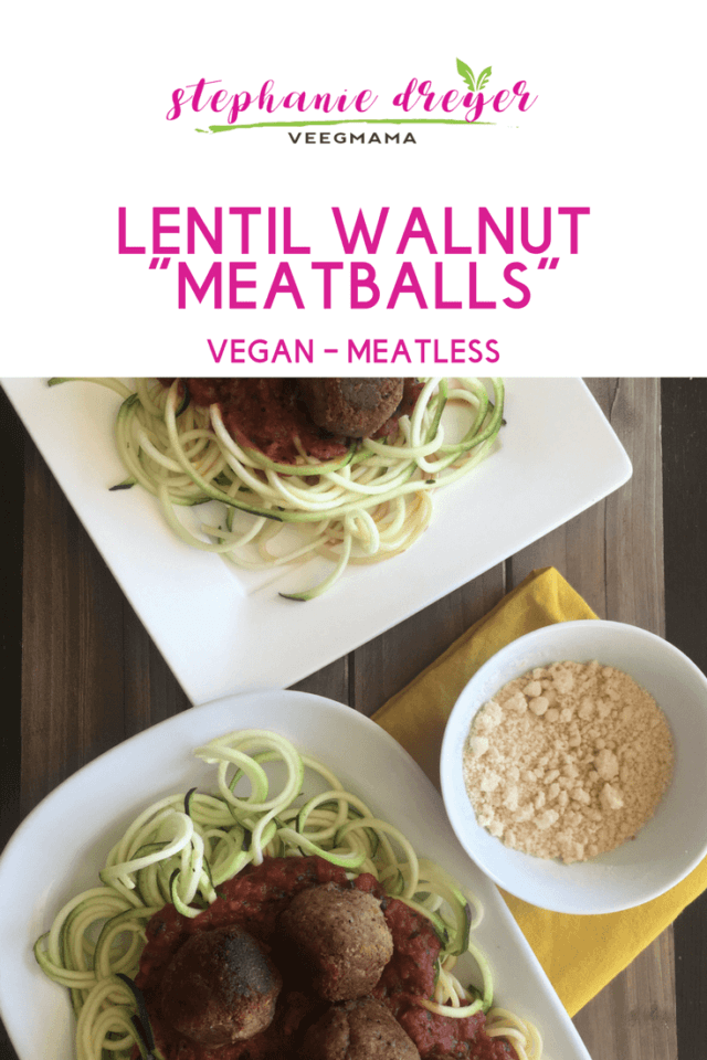 These Lentil Walnut Meatballs are a delicious plant-based alternative for topping spaghetti and/or vegetable noodles. Top them with my easy marinara.