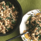 This Mediterranean Tofu Scramble is a great breakfast option. Use this recipe as a template and add in your favorite mix-ins. Serve it as a protein packed breakfast with fresh fruit and hash browns, or enjoy it for dinner with roasted potatoes and a side salad.