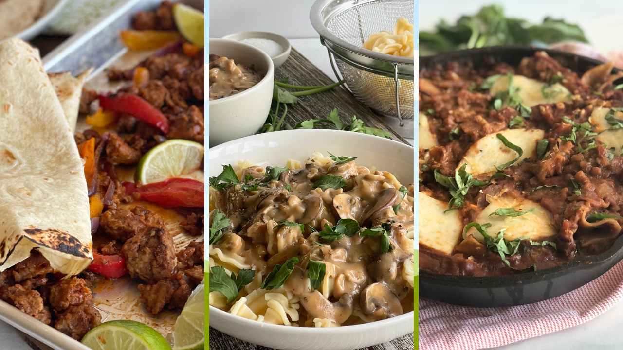 photos of 3 vegan dinner ideas